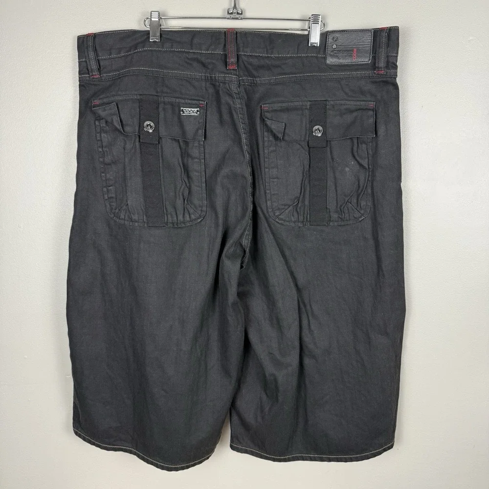Coogi Men's‎ Black Jean Shorts Flap Pocket Hip Hop Streetwear Y2K Baggy Size 42